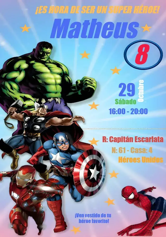 Invitación Vengadores America