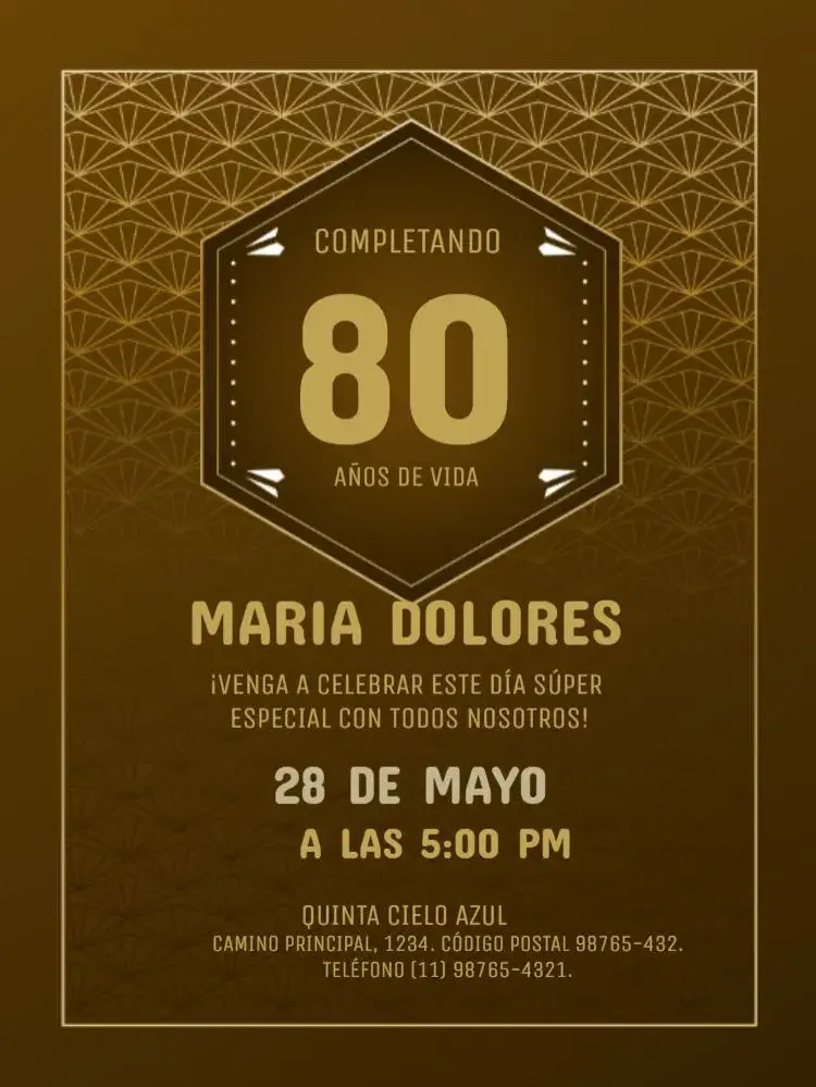Invitación 80 Aniversario Fiesta Dorado