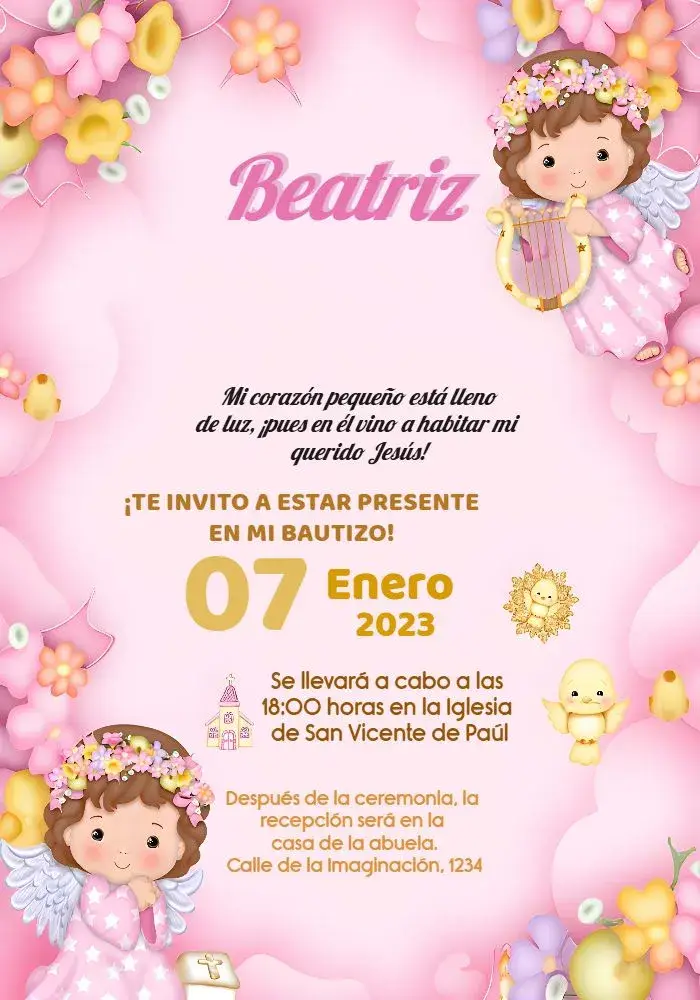 Invitación Bautizo Angelito Blanco