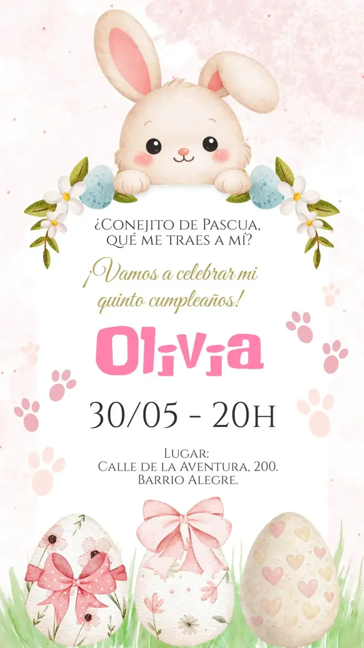 Invitación digital Conejito de Pascua