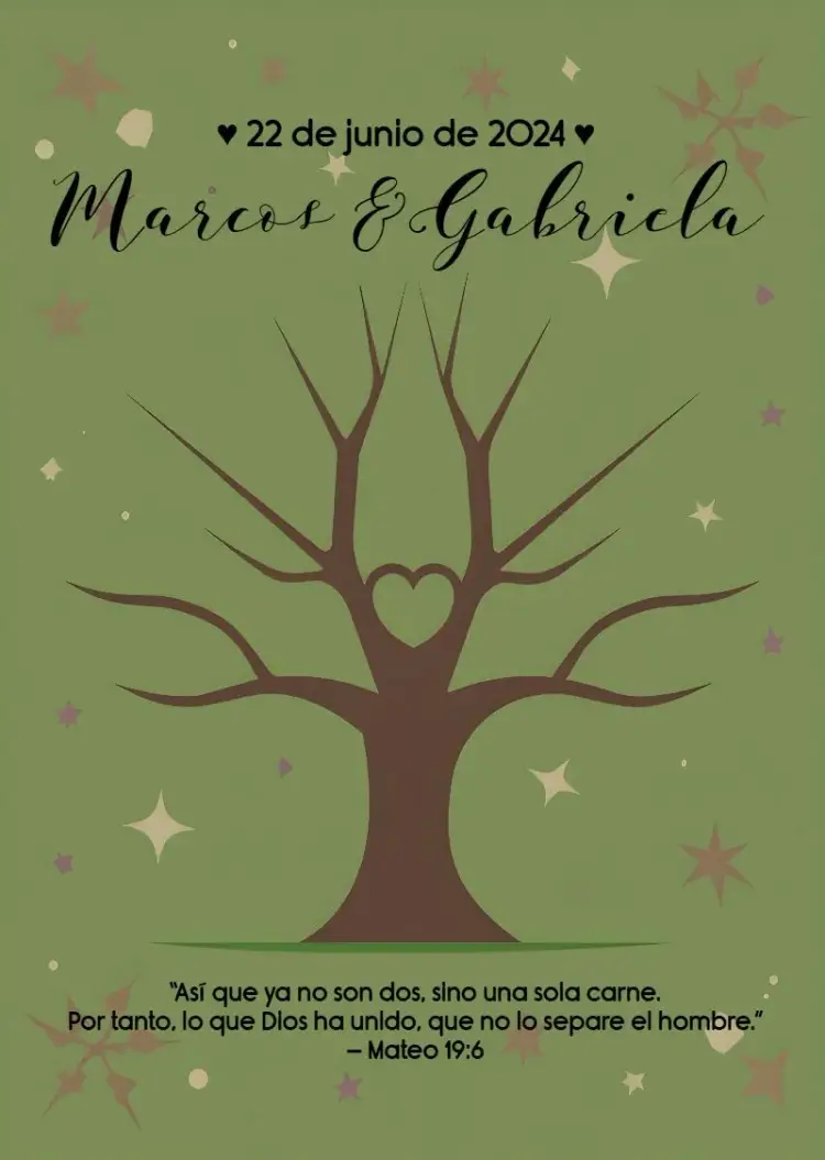 Invitación Árbol De Huellas Boda Marrón