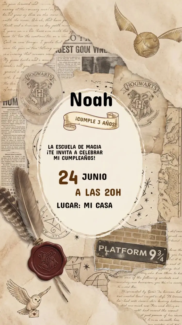 Invitación Cumpleaños Harry Potter