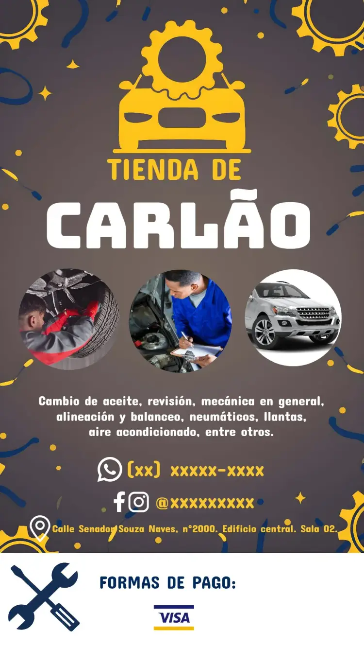 Invitación Tarjeta De Visita Taller Azul