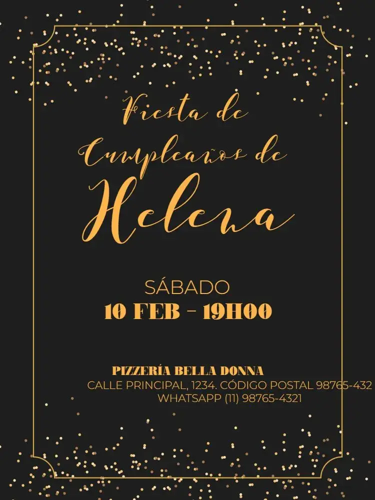 Invitación Adulto Glam Elegante Dorado