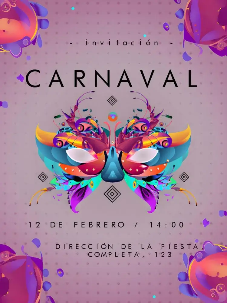 Invitación Carnaval Confeti