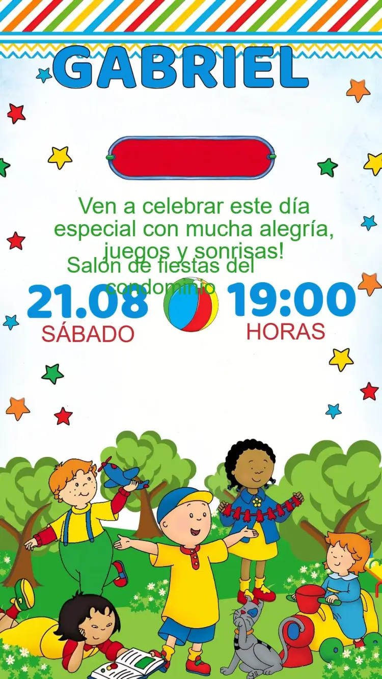 Invitación Cumpleaños Caillou