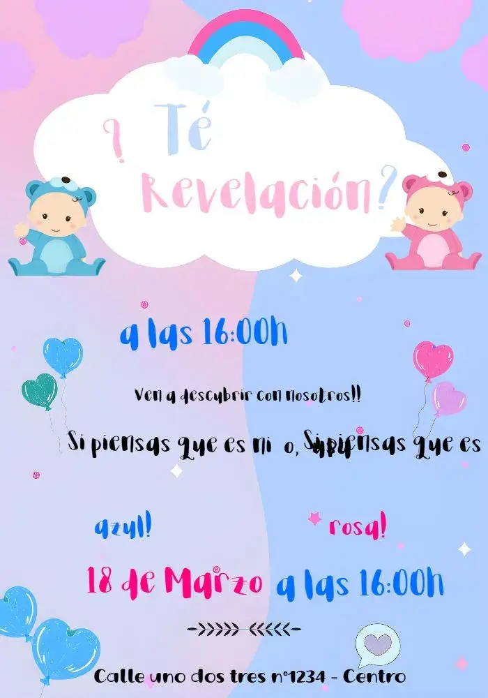 Invitación Baby Shower Revelación Azul