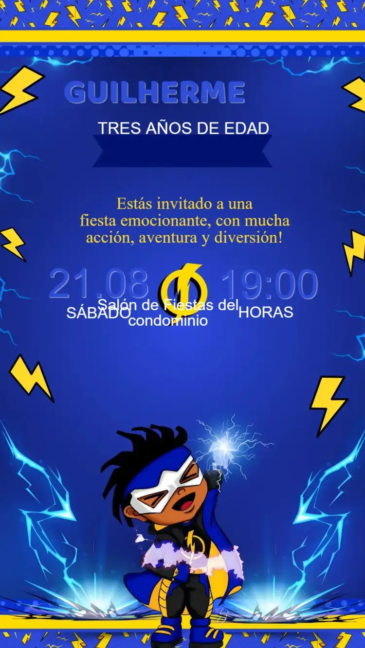 Invitación Invitación Cumpleaños Super Choque – tema Cumpleaños Infantil colorido, moderno, superhéroe, divertido, dinámico