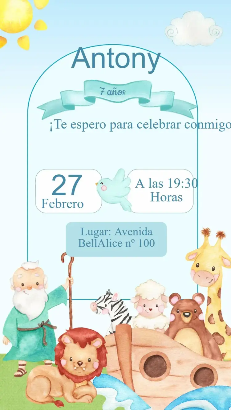 Invitación Cumpleaños Arca de Noé