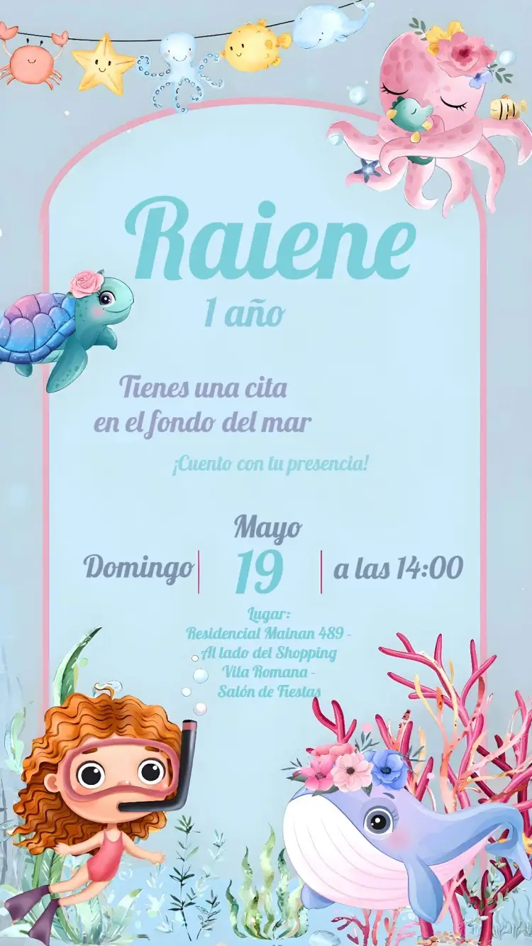 Invitación Fondo Del Mar Sirena