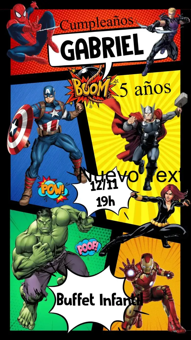 Invitación Los Vengadores – tema Cumpleaños Infantil colorido, moderno, temático, jovial, dinámico