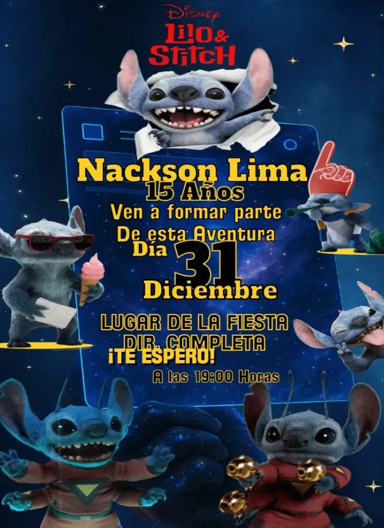 Invitación Stitch intergaláctico
