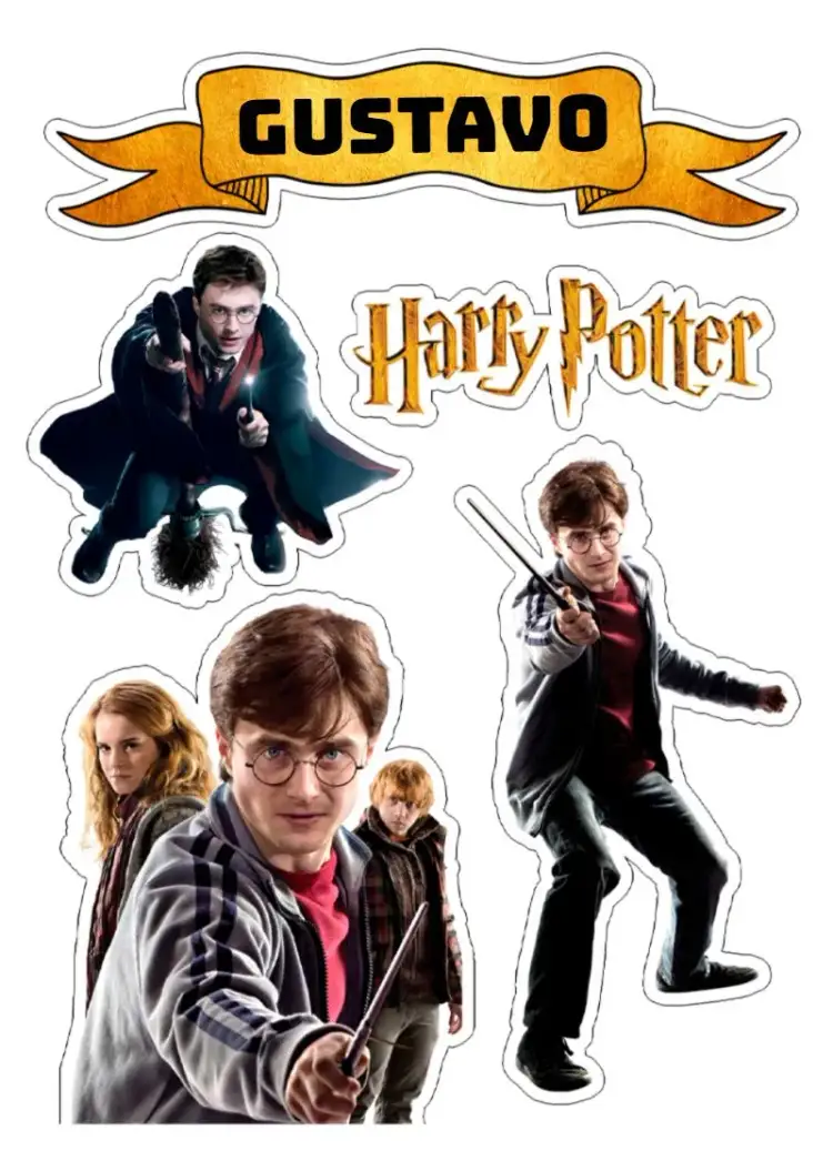 Invitación Topper de Pastel Imprimible de Harry Potter – tema Topper de torta mágico, colorido, fantasía, moderno, ilustrativo, jovial