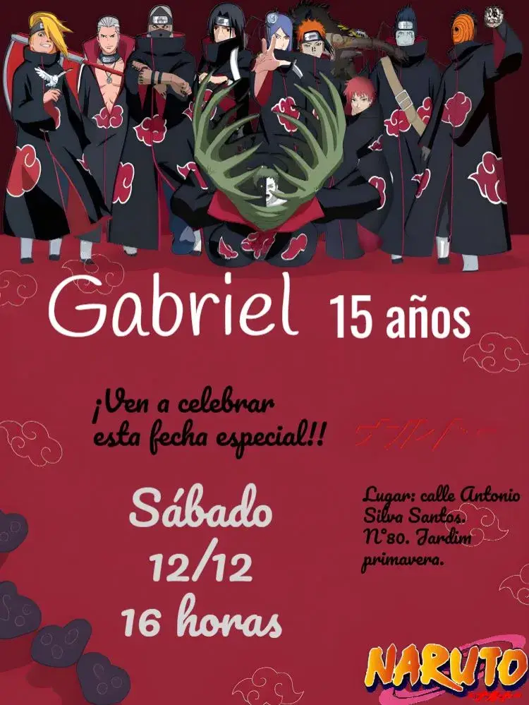 Invitación Akatsuki Naruto
