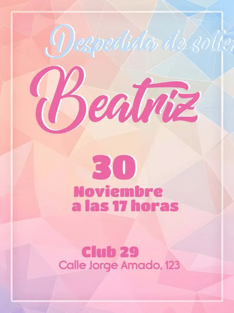 Invitación Despedida de Soltera en Tono Pastel