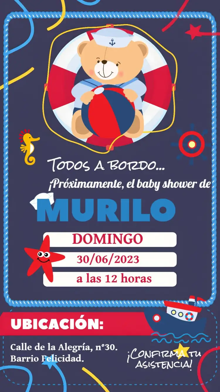 Invitación Tarjeta De Embarque Marinero Rojo – tema Despedida de Soltera marinero, rojo y azul, divertido, temático, playero, juvenil