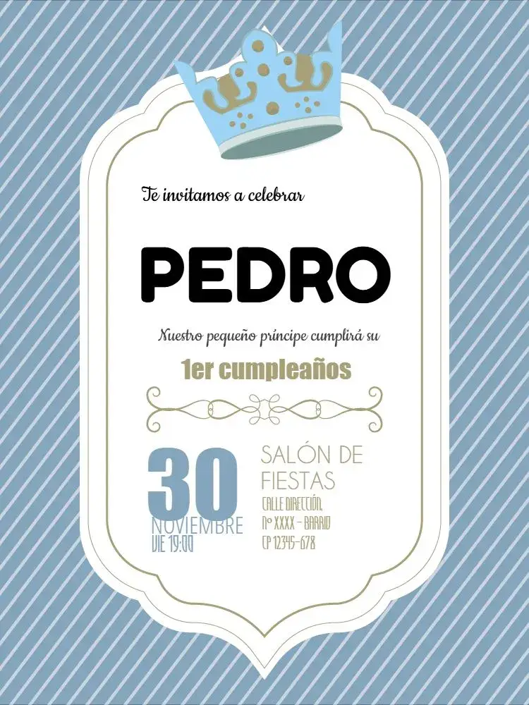 Invitación 1º Pequeño Príncipe 1 Año Online