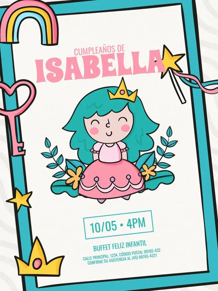 Invitación Infantil Princesa Claro