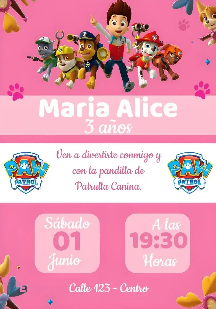 Patrulla Canina Rosa Perritos