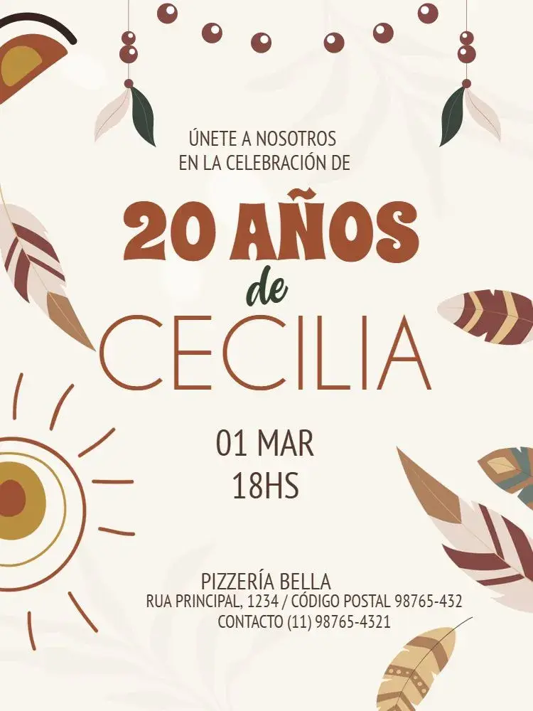 Invitación 20 Años Adulto