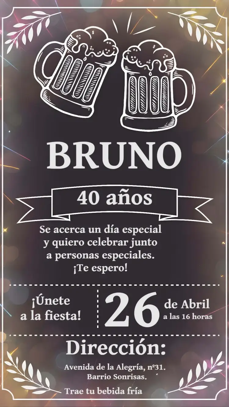 Invitación Parrilla Pizarra Carne – tema Cumpleaños pizarra, rústico, moderno, blanco y negro, craft, informal