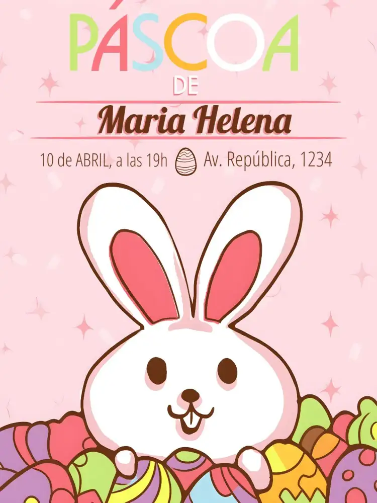 Invitación Pascua Aos – tema Fechas Conmemorativas colorido, alegre, festivo, lúdico, moderno