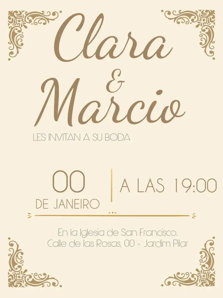 Invitación Boda Clásica Arabesca Digital