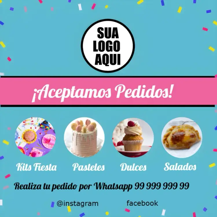 Invitación Publicación Para Empresas De Dulces Y Fiestas Rosa