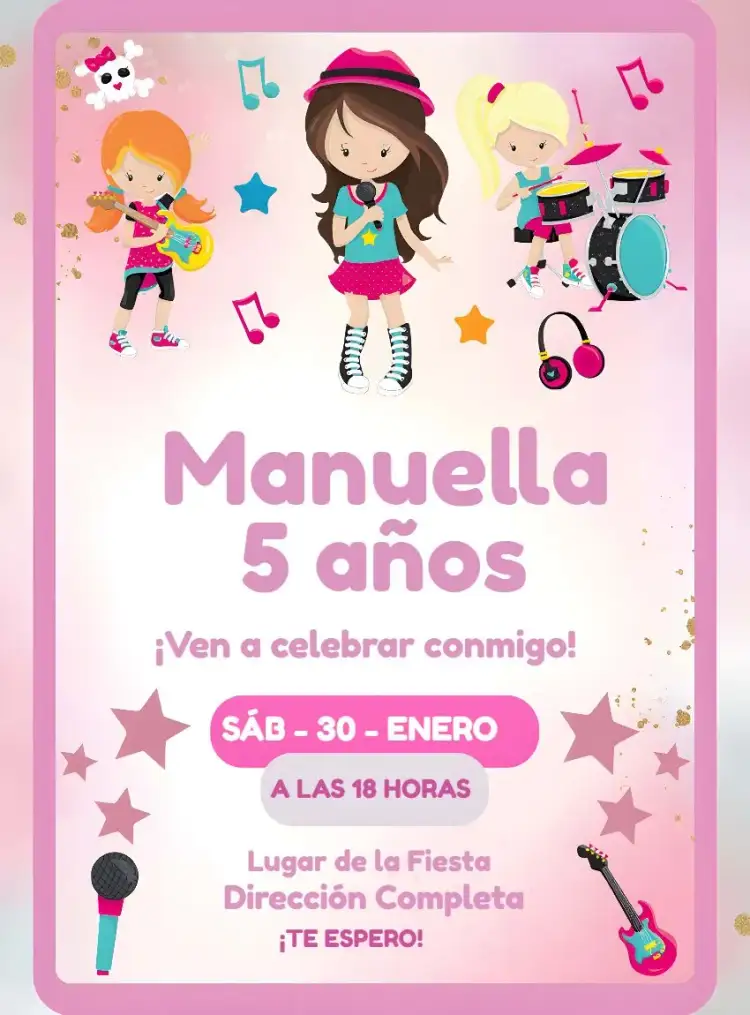 Invitación Rock And Roll Música – tema Más buscados rock, vibrante, moderno, musical, colorido, jovem
