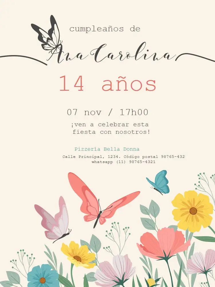 Invitación S De Mariposa Delicado Floral