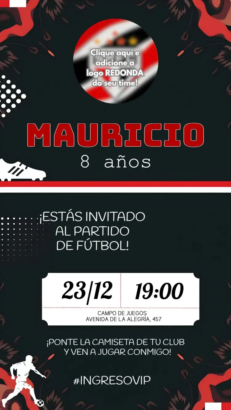 Invitación Fútbol Paulista – tema Fechas Conmemorativas fútbol, tricolor, moderno, dinámico, vibrante, deportivo