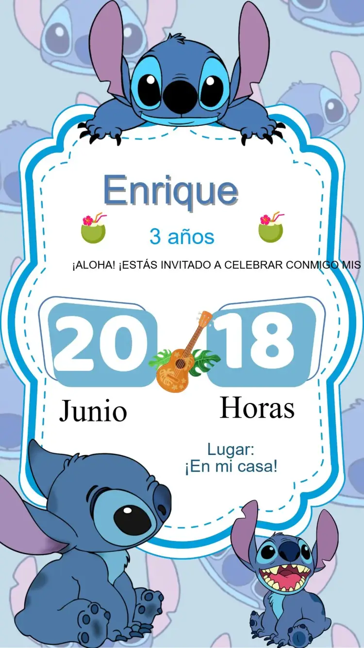 Invitación Cumpleaños Stitch