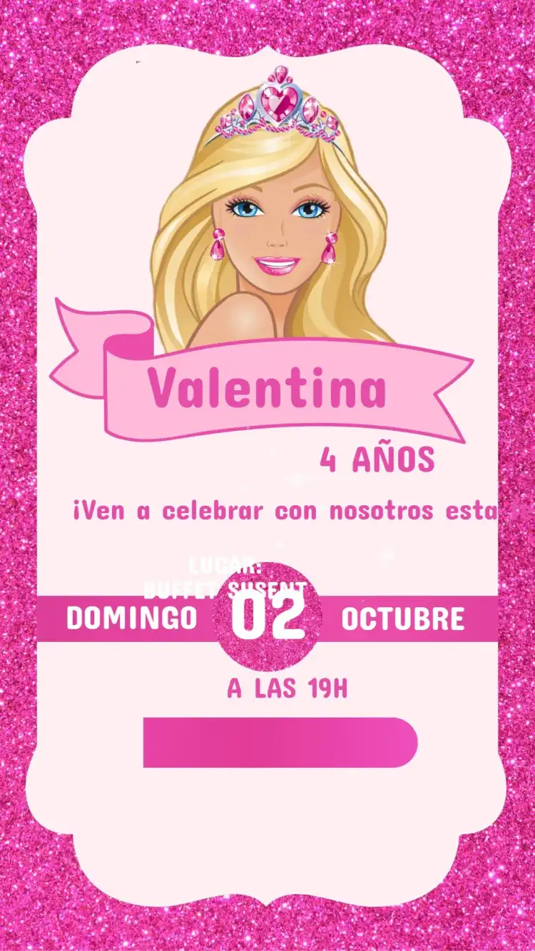 Invitación Digital Barbie Princesa - Fiesta de Cumpleaños Infantil