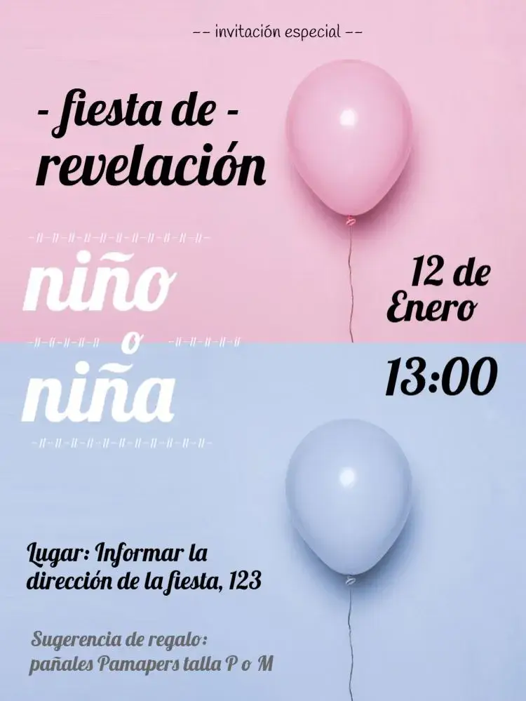 Invitación Baby Gender Reveal Tea Whatsapp editable y personalizable
