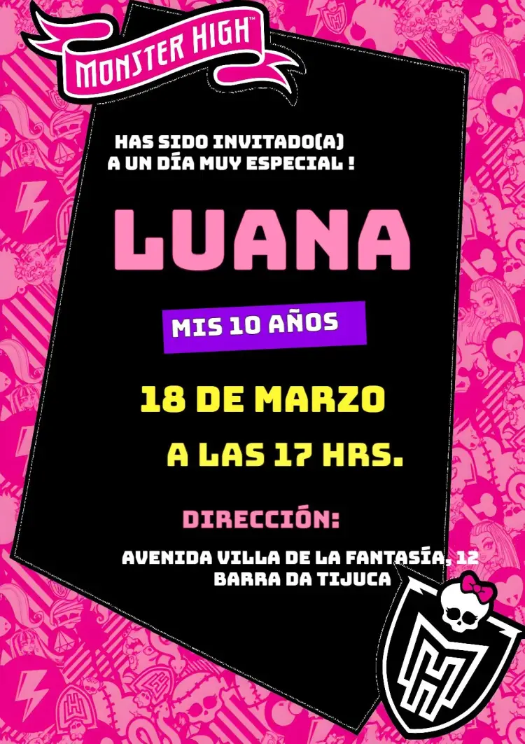 Invitación Monster High Vampira