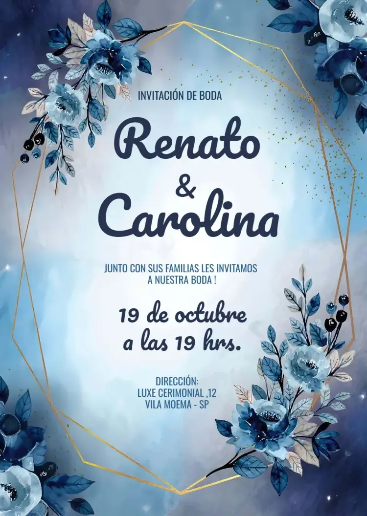 Invitación Boda Floral Acuarela Novios editable y personalizable