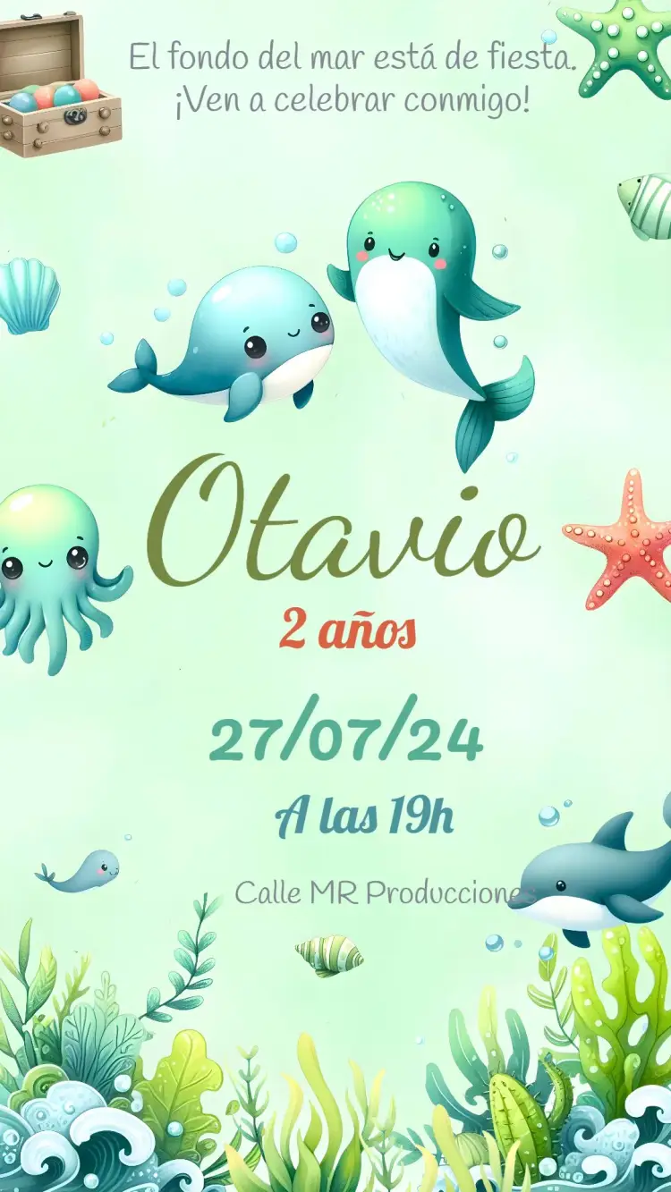 Invitación Fondo Del Mar Niña