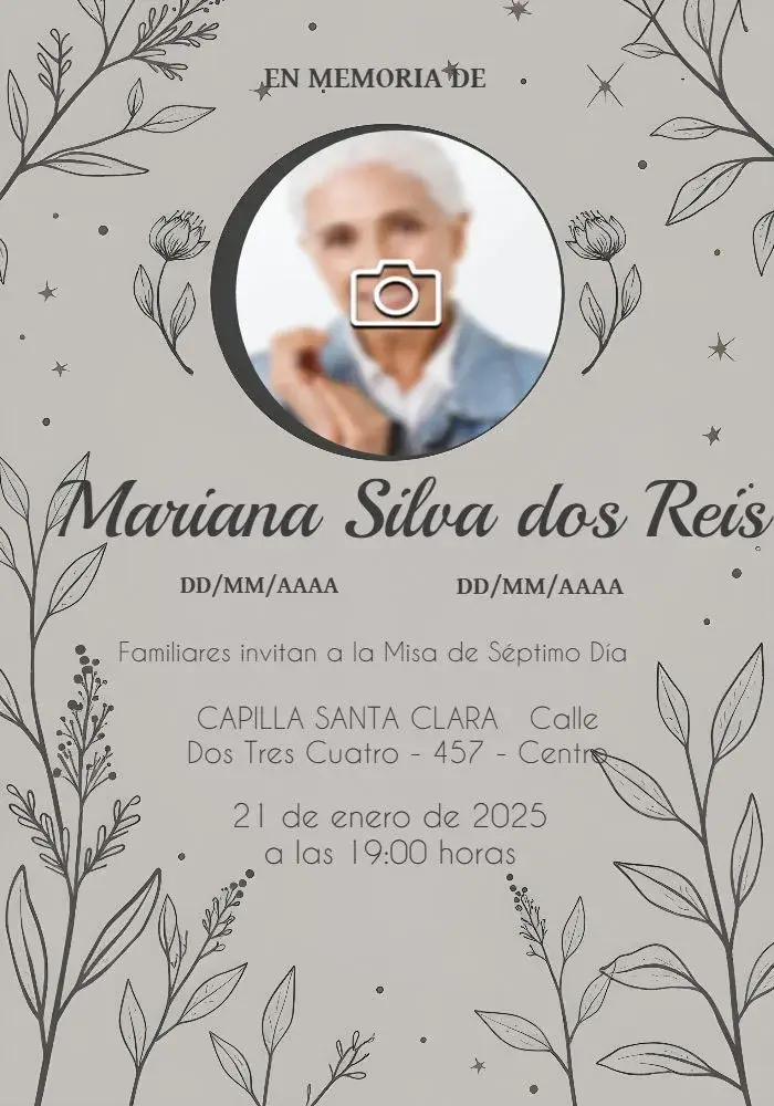 Invitación Misa De Séptimo Día Con Foto Homenaje