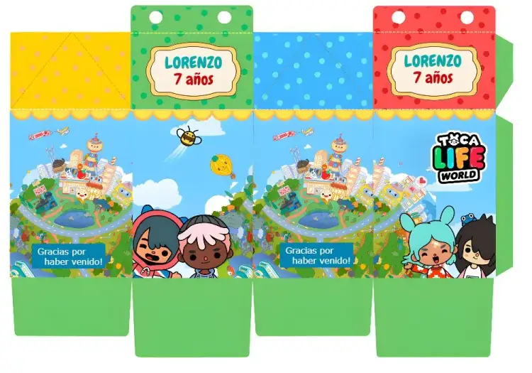 Invitación Plantilla Caja Milk Toca Life Editable – tema Más buscados colorido, divertido, lúdico, moderno, infantil