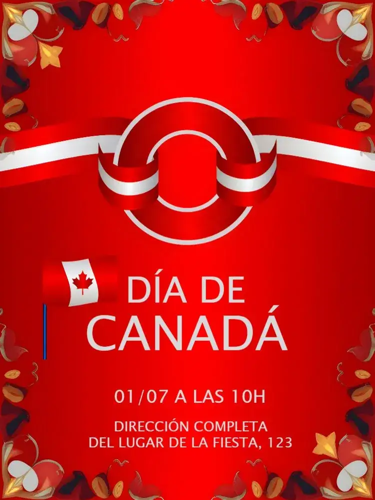 Invitación Día De Canadá Canadiense – tema Fechas Conmemorativas moderno, vibrante, temático, colorido, festivo