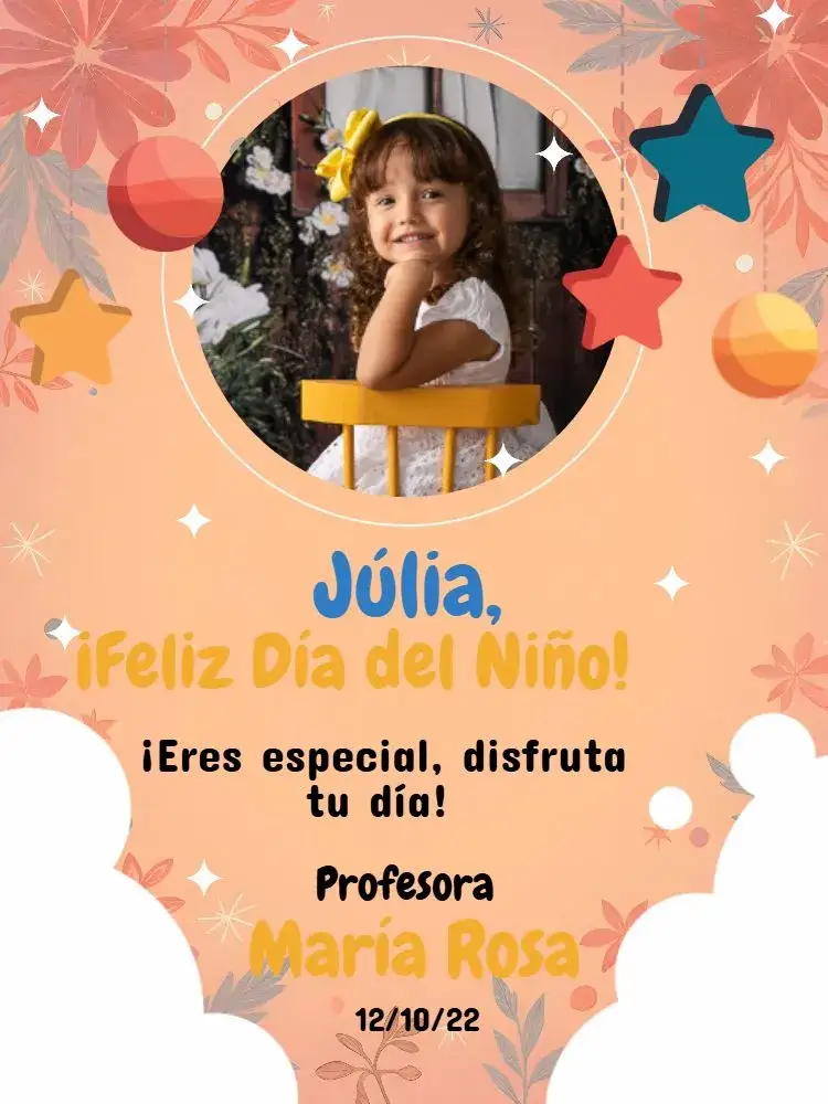 Invitación Tarjeta Día Del Niño Con Foto Roja – tema Fechas Conmemorativas rojo, divertido, infantil, colorido, lúdico, creativo