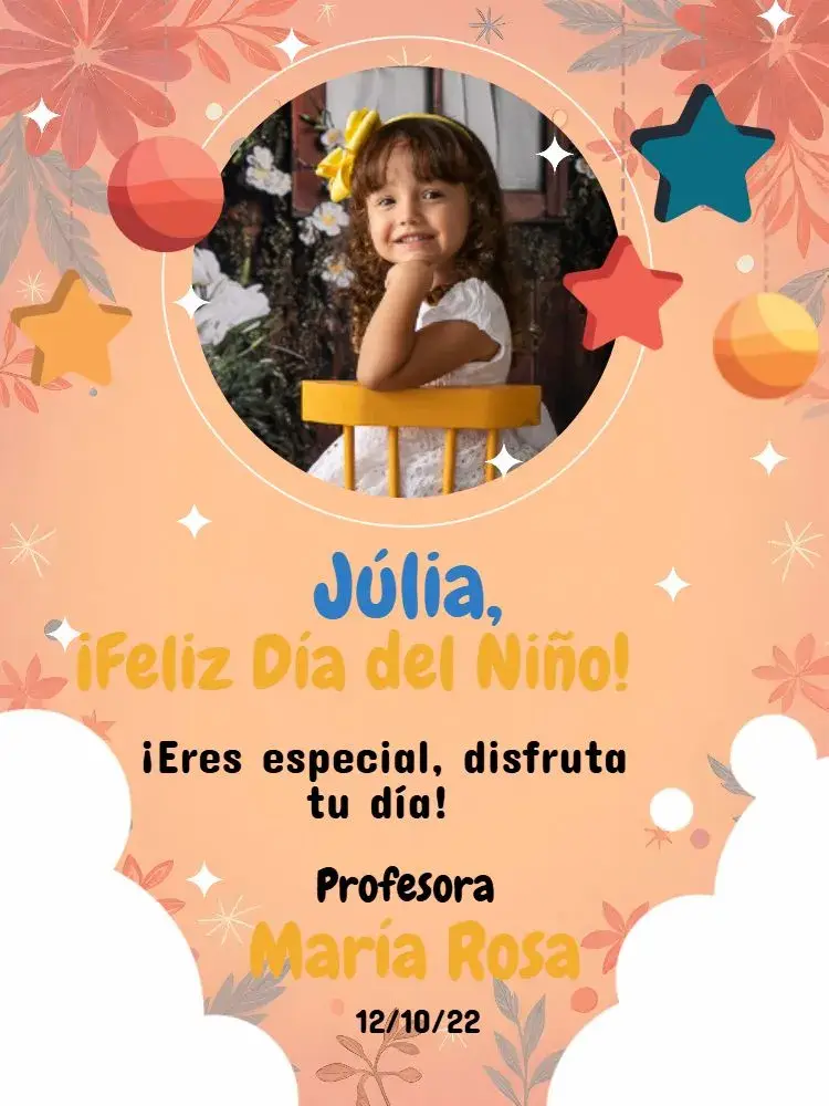 Invitación Tarjeta Día Del Niño Con Foto Roja