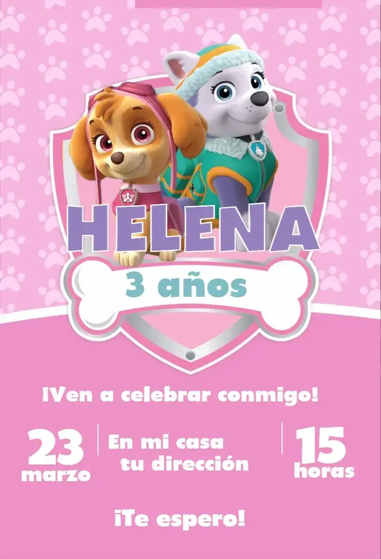 Invitación Patrulla Canina Niña 2
