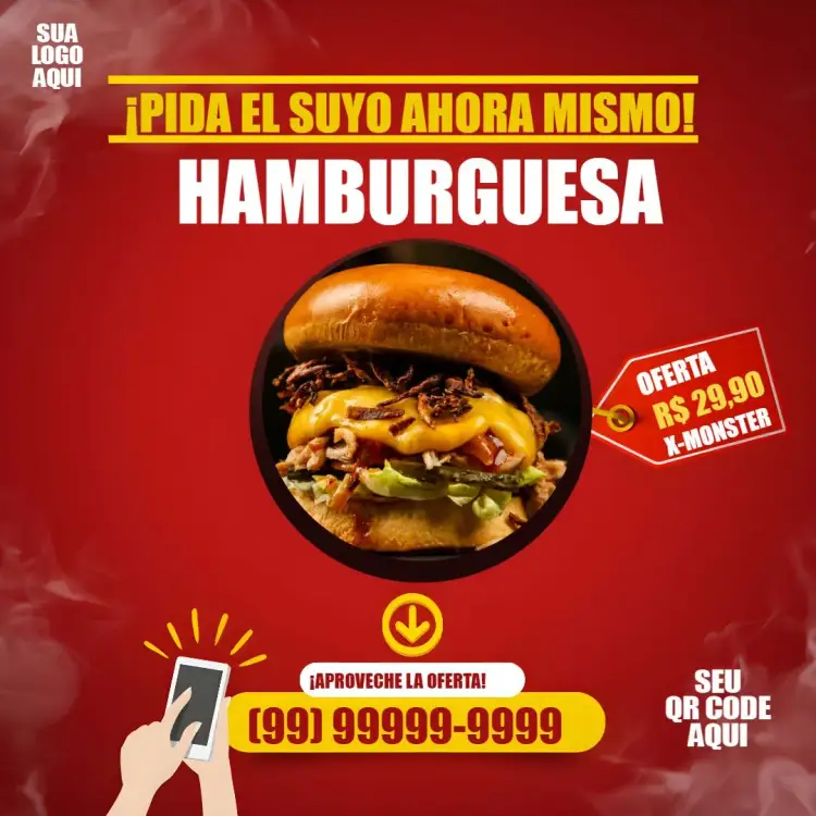 Invitación Publicación Para Hamburguesería en Instagram