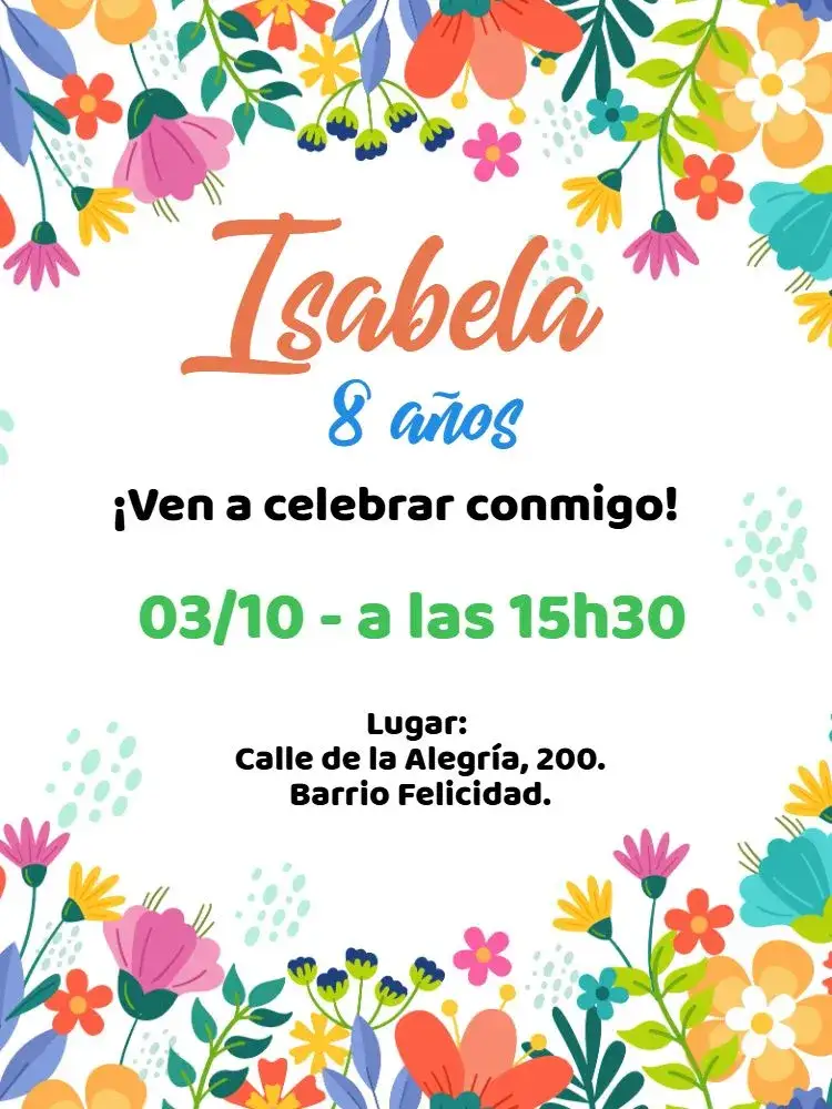 Invitación Cumpleaños floral colorido tropical – tema Cumpleaños floral, tropical, colorido, delicado, jardín