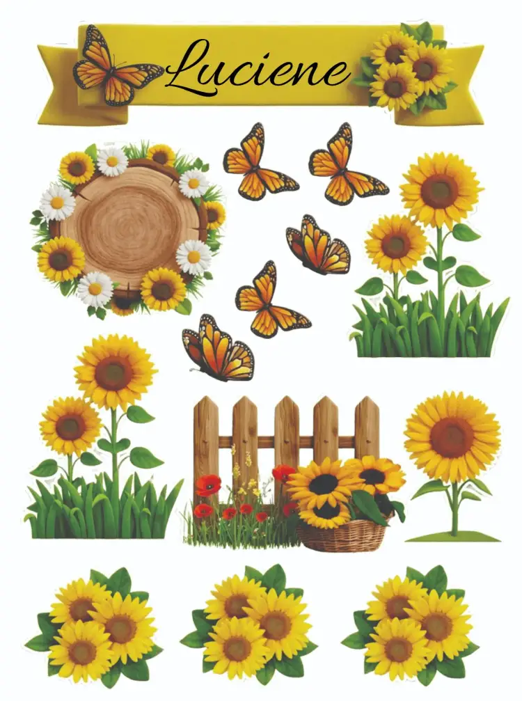 Invitación Girasol – tema Topper de torta floral, colorido, vibrante, alegre, moderno