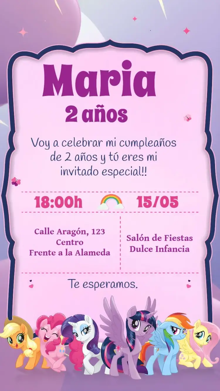 Invitación Mi Pequeño Pony Pie
