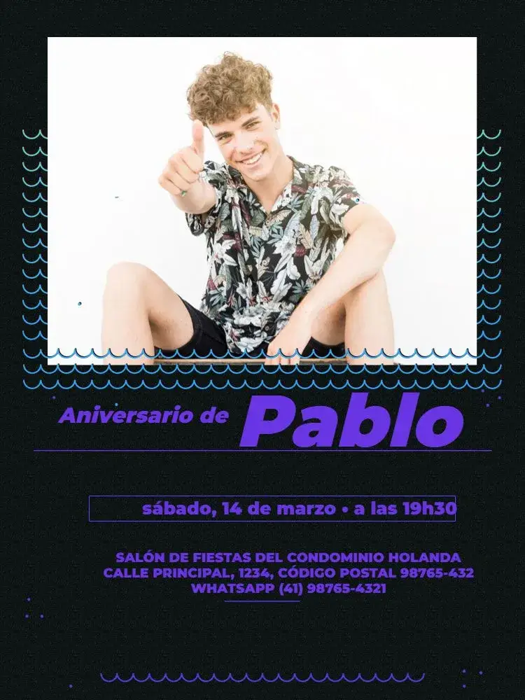 Invitación S Con Foto Joven Masculino Oscuro Encuentro