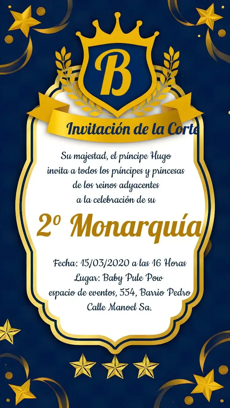 Invitación Príncipe Realeza Reinado