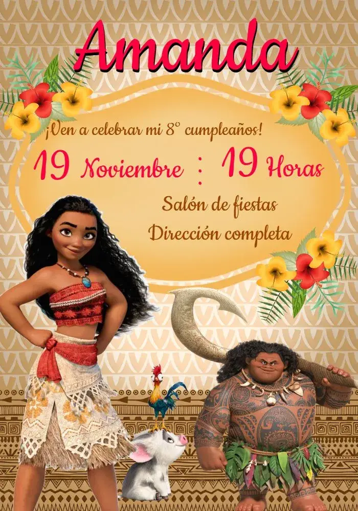 Invitación Moana Marrón